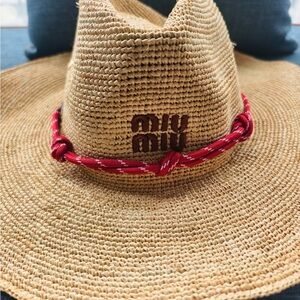 Miu Miu Woven Straw Hat Minimal Summer Resort Chic
